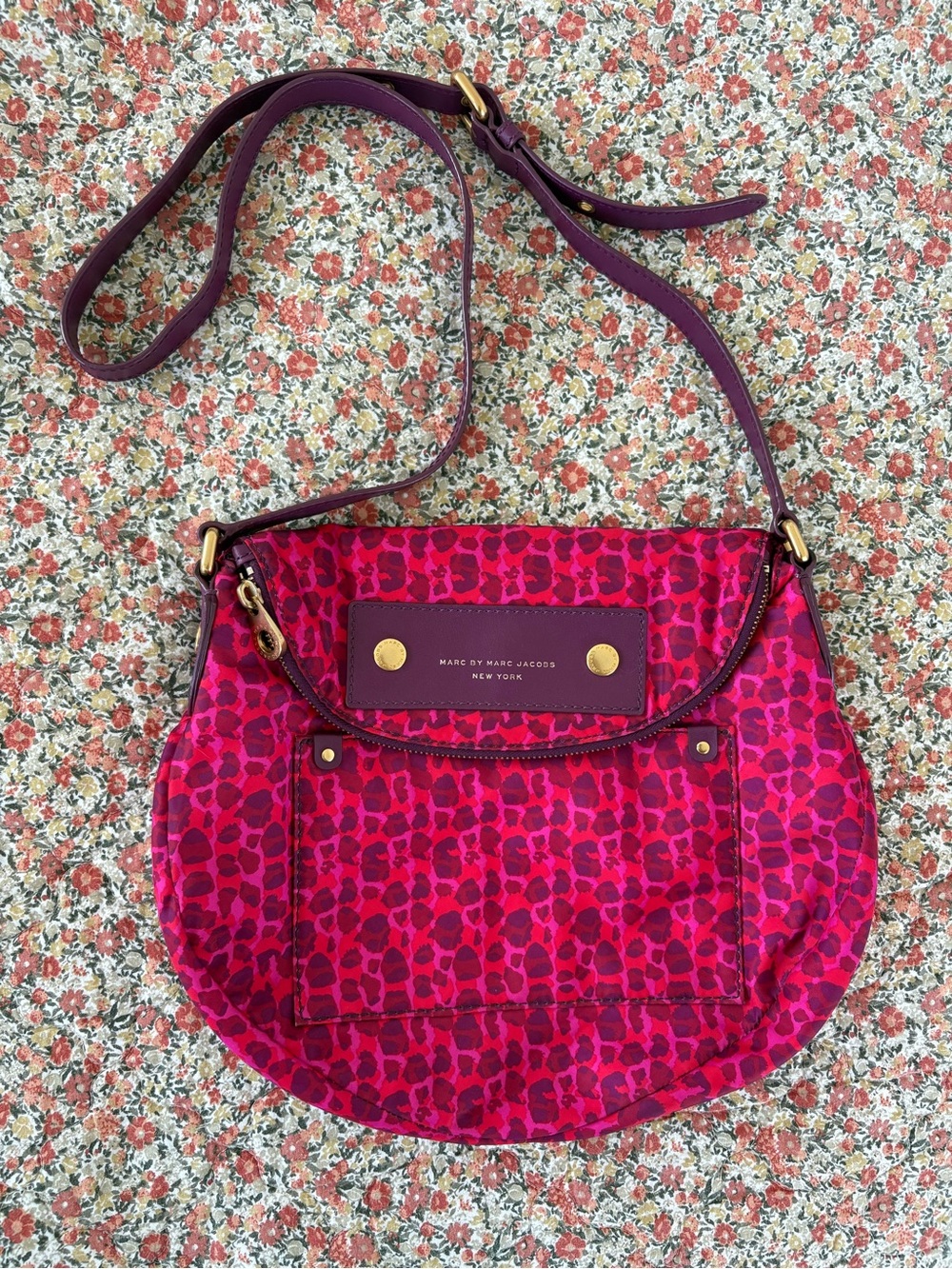 Marc by Marc Jacobs Pink and Purple Leopard Print Crossbody Bag
